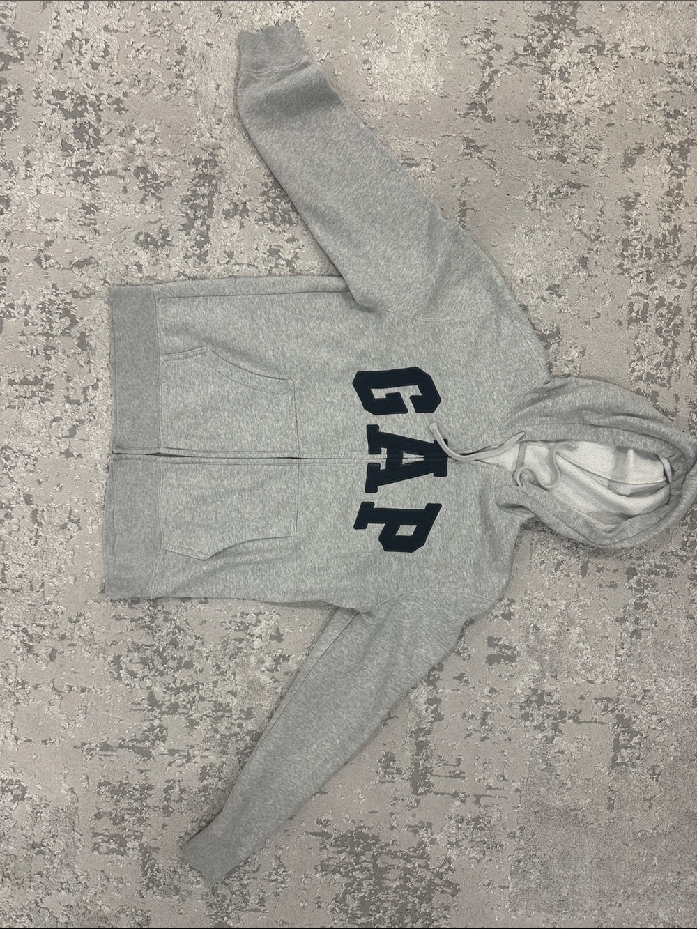 GAP Heather Gray Zip Hoodie with Black Logo